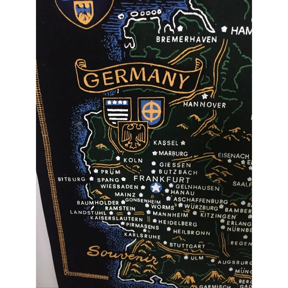 Germany Map Scroll Fabric Roll Up Tapestry Wall Hanging 18.5